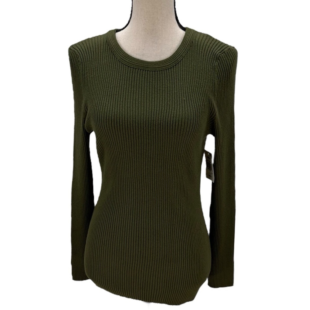 Hooked Up Long Sleeve Crew Neck Back Zip Sweater - Green - size XL